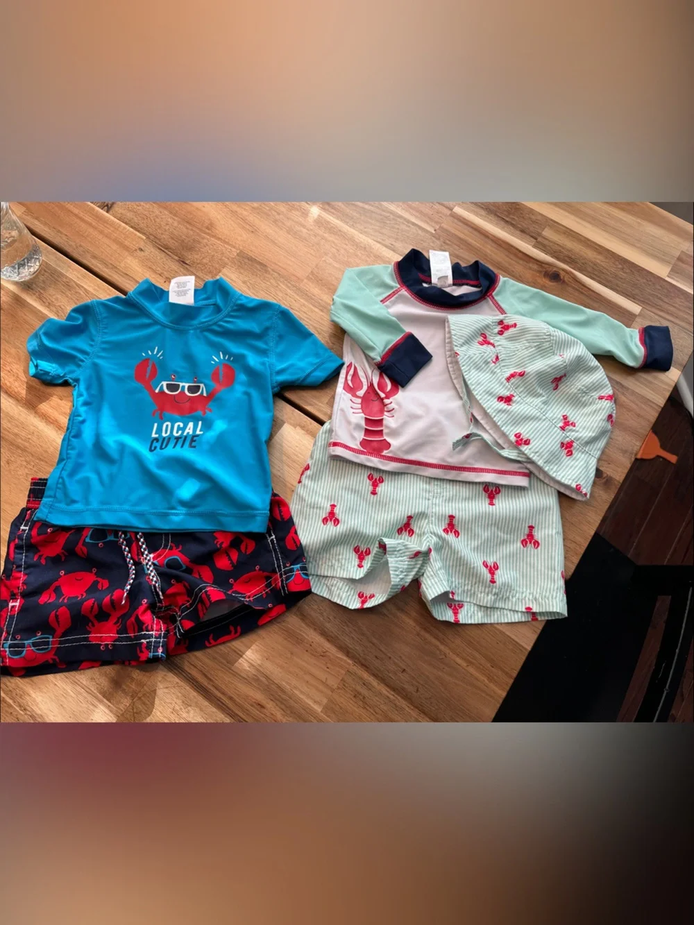Bundle - crab swimsuit and lobster swimsuit for baby
